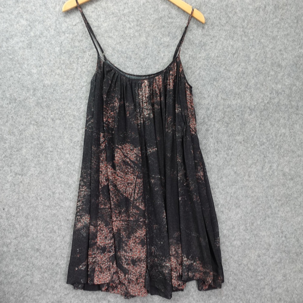 AllSaints Odette Babydoll Slip Dress 4 Black Ditsy Romantic Grunge Sheer Boho